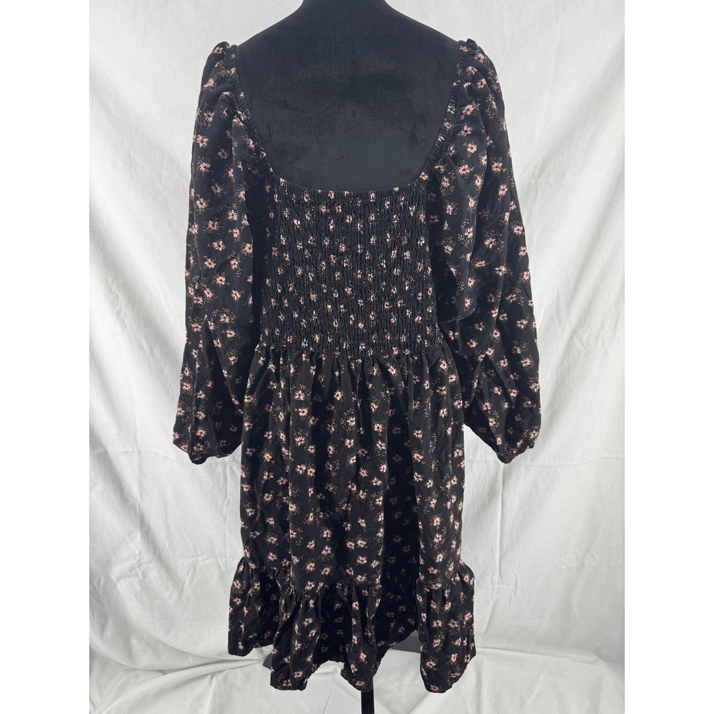 Celebrity Pink Women XXXL‎ Black Pink Floral Long Sleeve Smocked Mini Dress - Picture 3 of 6